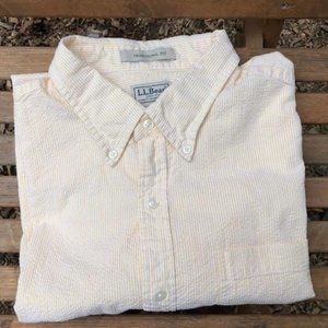 L.L. Bean Men's 100% Cotton Seersucker Short Sleeve Button Down Shirt XL
